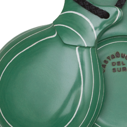 Professional White-grained Green Fibreglass Castanets Detail