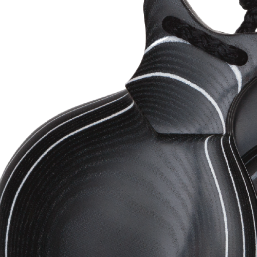 Professional White-Grained Black Fabric Castanets Detail